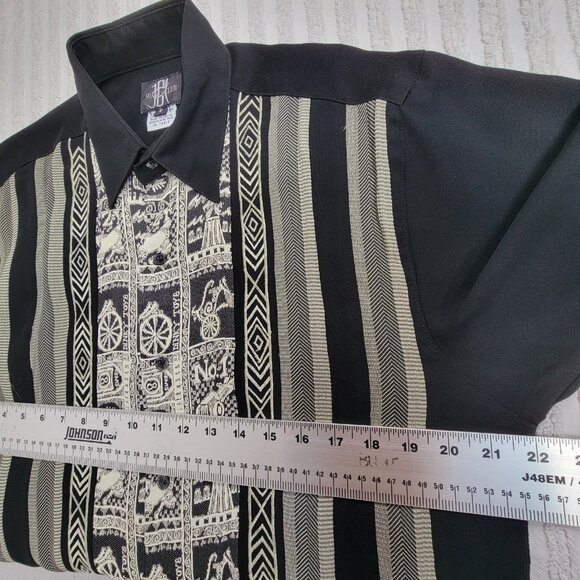Vintage Husky Club Men Small Black White Embroidered Button Up Shirt Long Sleeve - Picture 7 of 9